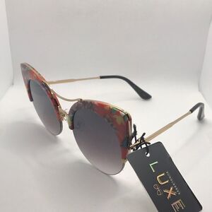 Luxe Retro Cat Eye Floral Pattern Sunglasses